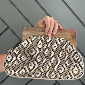 NWT Ivory & Gold clutch